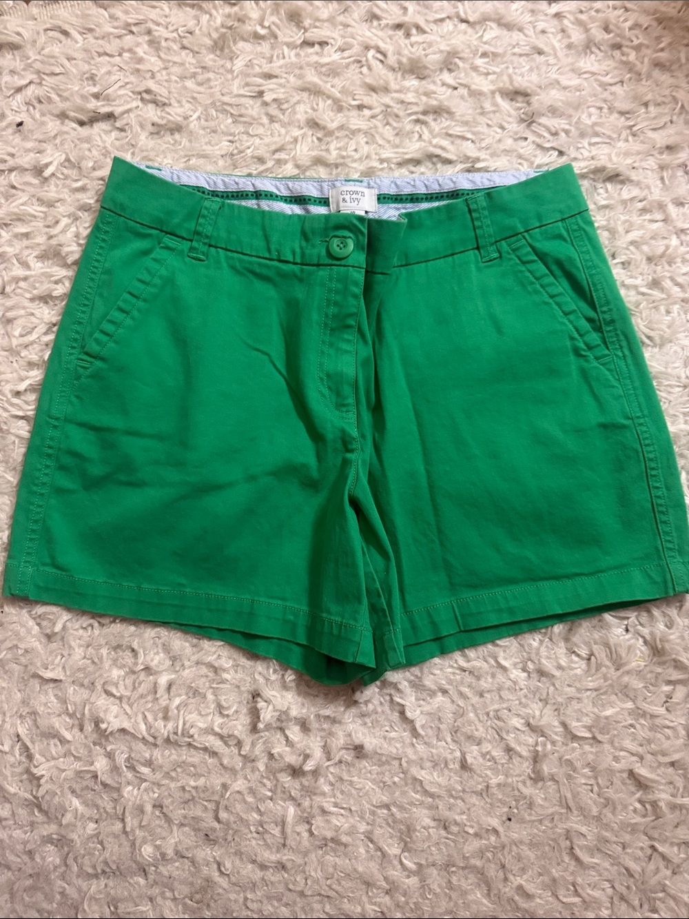 Crown & Ivy Bright Green Cotton Blend Bermuda Shorts